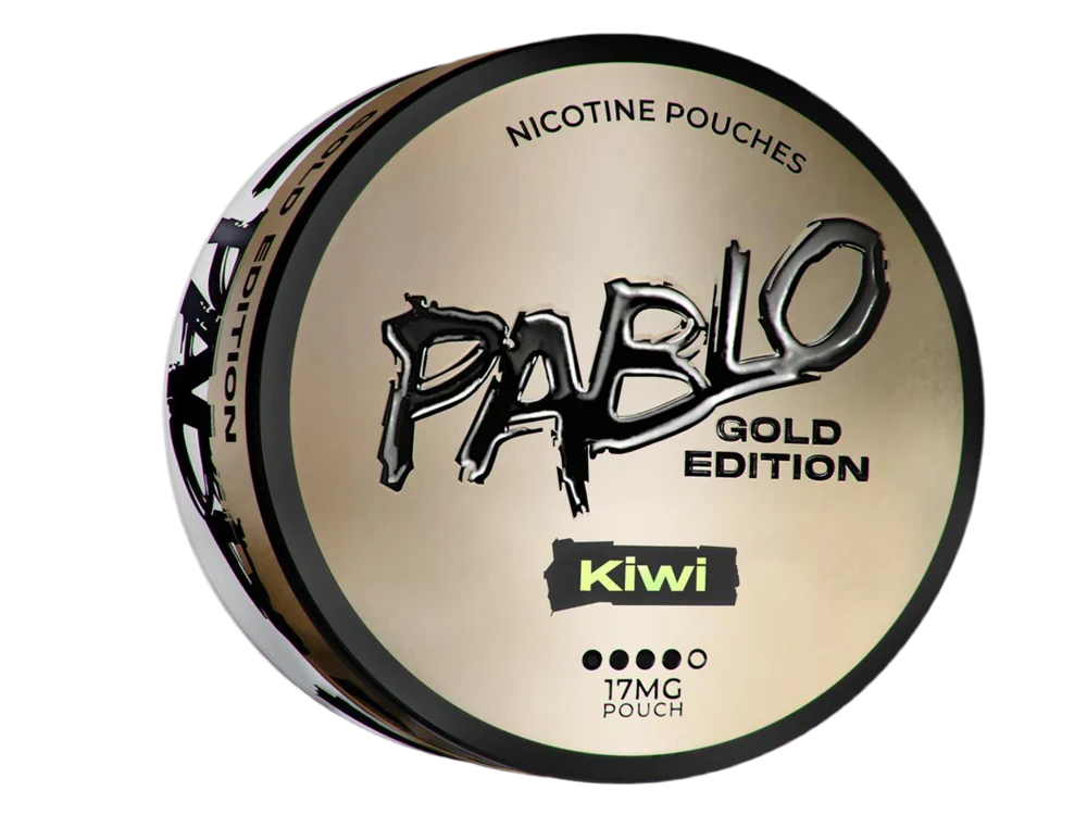 Can of Pablo Gold 17mg Kiwi nicotine pouches, Manitoba's most ordered brand