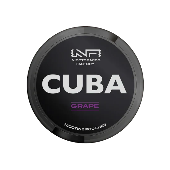 Can of CUBA BLACK Grape 43mg tobacco-free nicotine pouches